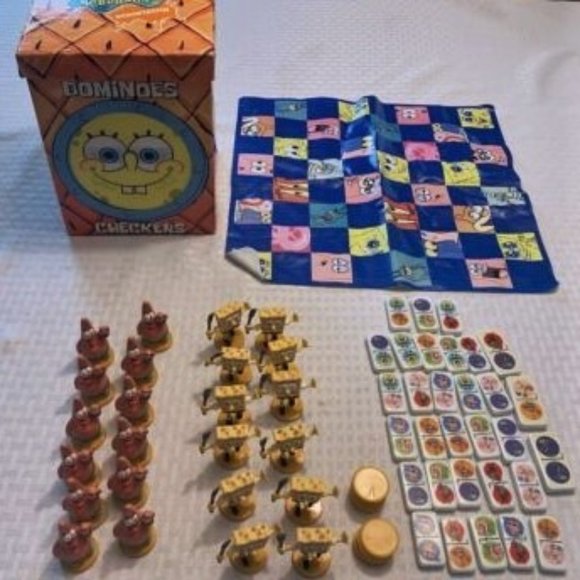 Nickelodeon Spongebob Squarepants Dominoes & Checkers Game Set in Lenticular Box - Picture 3 of 13